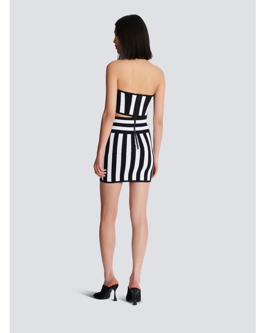 Balmain Black Figure-Hugging Knitted Mini Skirt