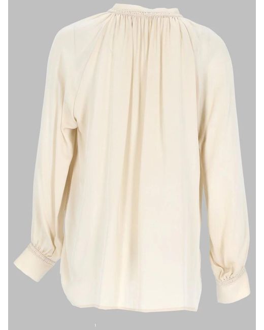 Vince Natural Silk Blouse With Gentle Gathers And Elasticized Cuffs