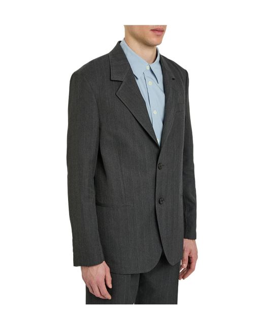 Our Legacy Gray Unconstructed Ceremony Pinstriped Woven Blazer for men
