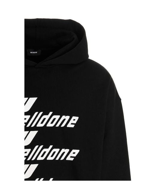 we11done Black Logo Hooded Sweater for men