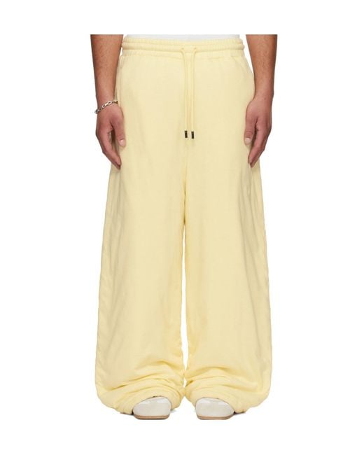 Lu'u Dan Yellow Thickened Bontans Drawstring Sweatpants for men