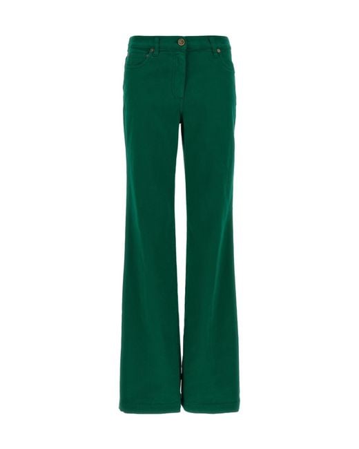 Etro Green Logo Patch Straight-Leg Trousers