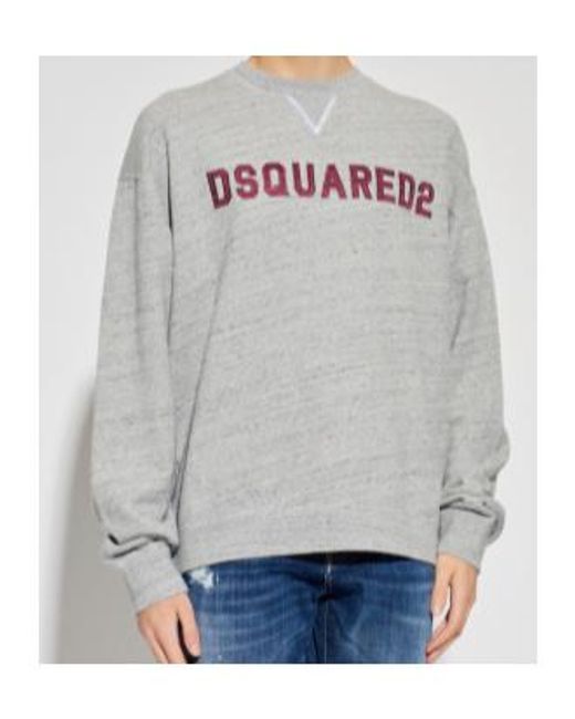 DSquared² Gray Logo Embroidered Crewneck Sweatshirt for men