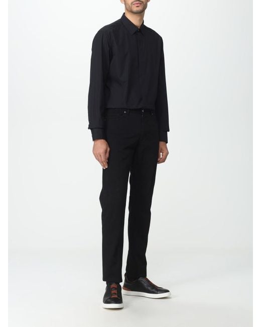 Zegna Black Logo Patch Casual Pants for men