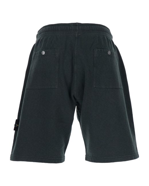 Stone Island Gray Logo-Patch Drawstring Shorts for men