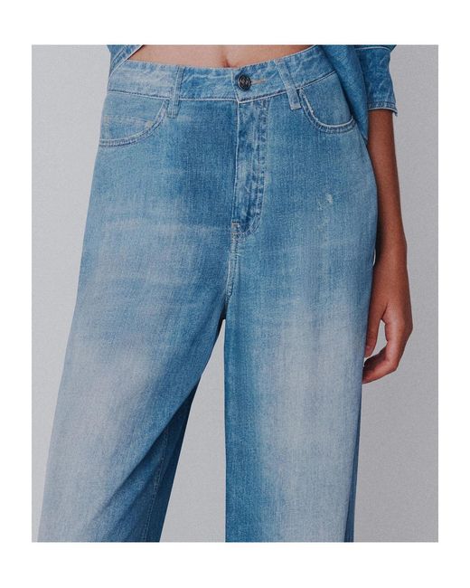Marella Blue Flowing Viscose-Blend 5-Pocket Trousers