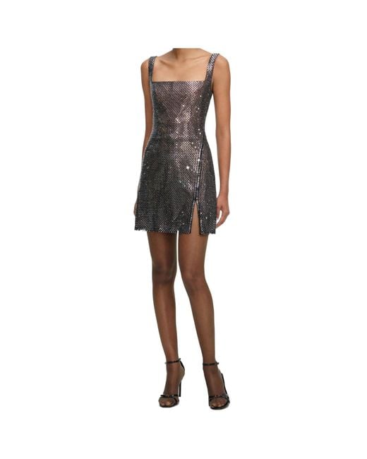 Self-Portrait Multicolor Embellished Mesh Mini Dress