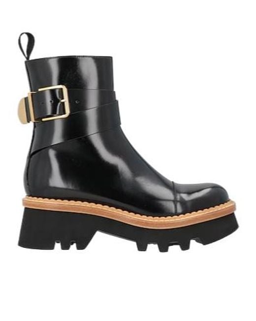 Chloé Black Patent Leather Block-Heel Boots