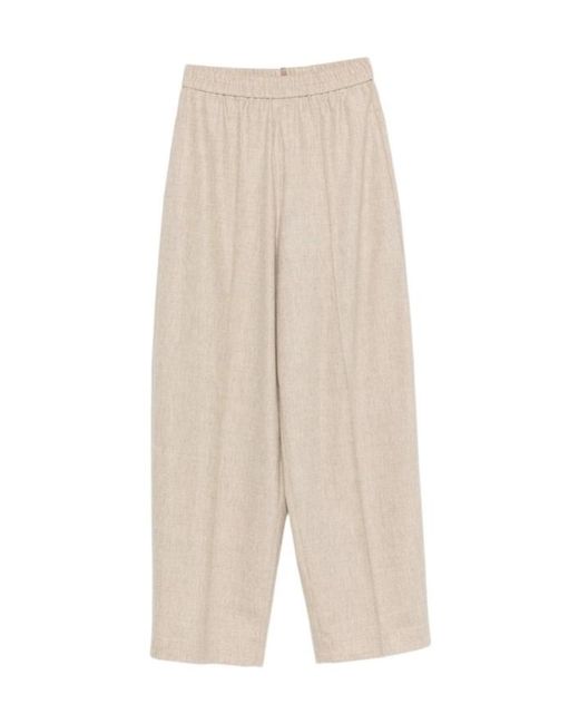 Fabiana Filippi White Pleated Wide-Leg Casual Trousers