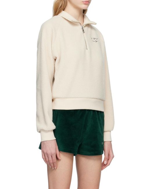 Sporty & Rich Natural Embroidered-Logo Fleece Sweatshirt for men