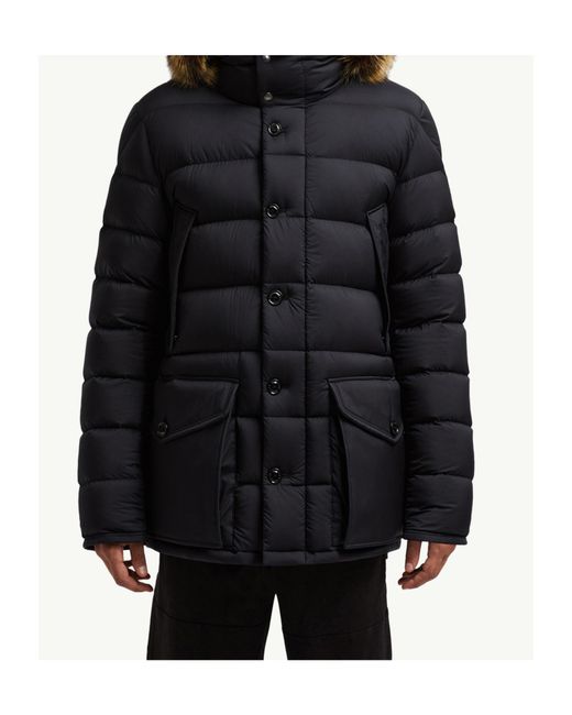Moncler Black Clunye Hooded Mid-Length Down Jacket for men