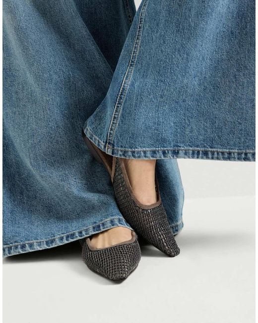 Brunello Cucinelli Brown Pointed Toe Slingback Flats
