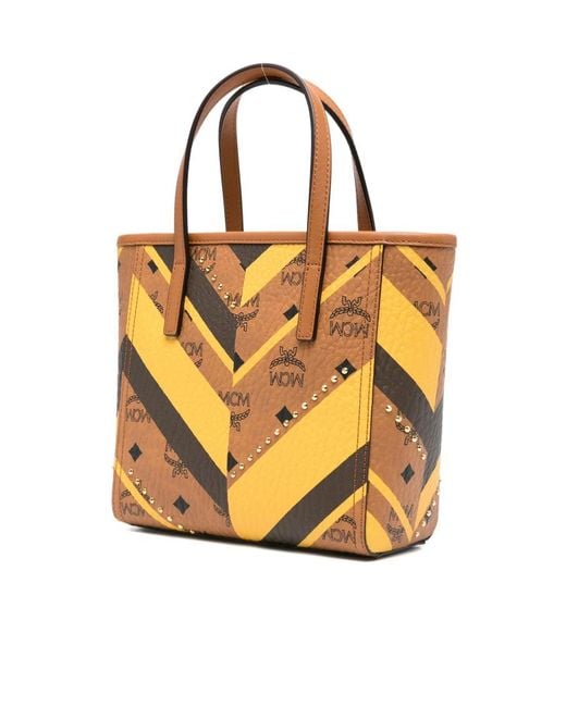 MCM Metallic Stud Embellished Tote Bag