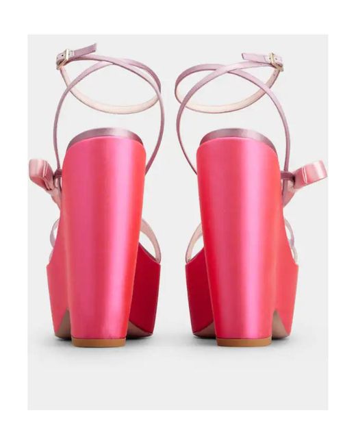 Roger Vivier Pink Bow Detailed Wedge Sandals