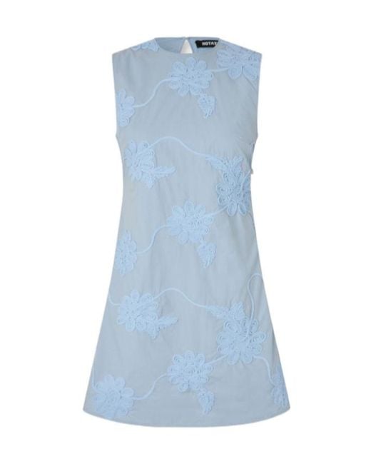 ROTATE BIRGER CHRISTENSEN Blue Floral Embroidered Mini Dress