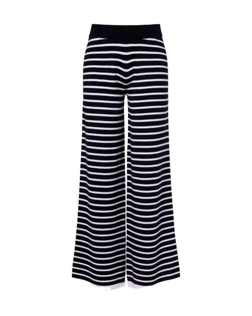 Jardin Des Orangers Blue Striped Cashmere Wide-Leg Pants