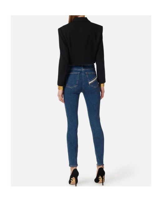 Elisabetta Franchi Blue Logo Detailed Skinny Jeans