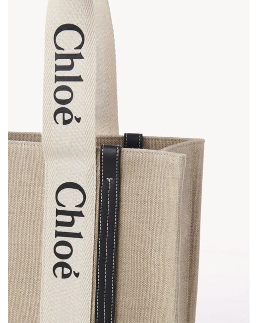 Chloé Natural Chloé Woody Logo Strap Shoulder Bag