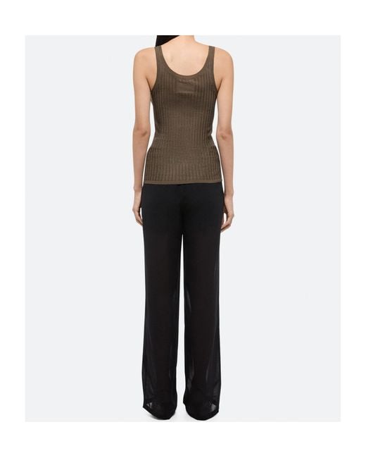 Helmut Lang Brown Pointelle Rib Tank