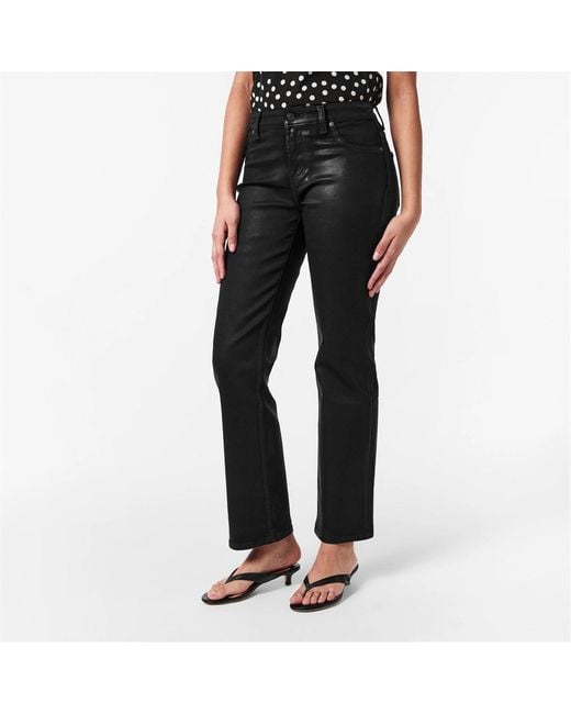 7 For All Mankind Black Calie Straight Leg Jeans