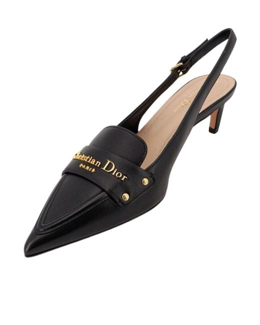 Dior Black Christian Logo Lettering Pointed Toe Pumps