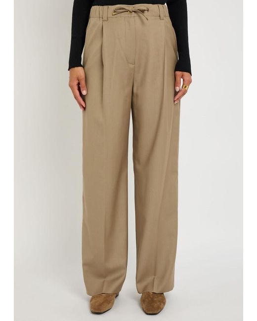 Moncler Natural Straight-Leg Wool Trousers