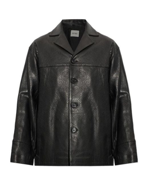 Arma Black Long-Sleeve Leather Jacket for men