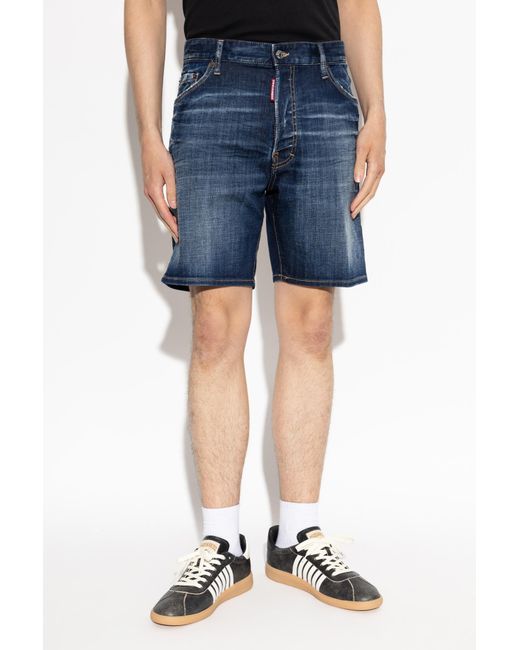 DSquared² Blue Distressed Denim Shorts for men