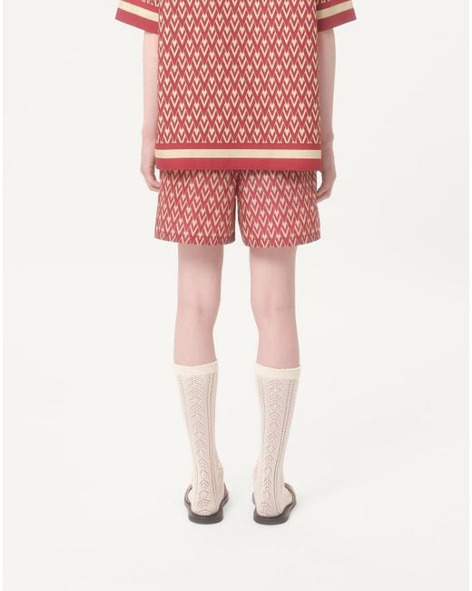 Valentino Red Toute La V Swim Shorts for men