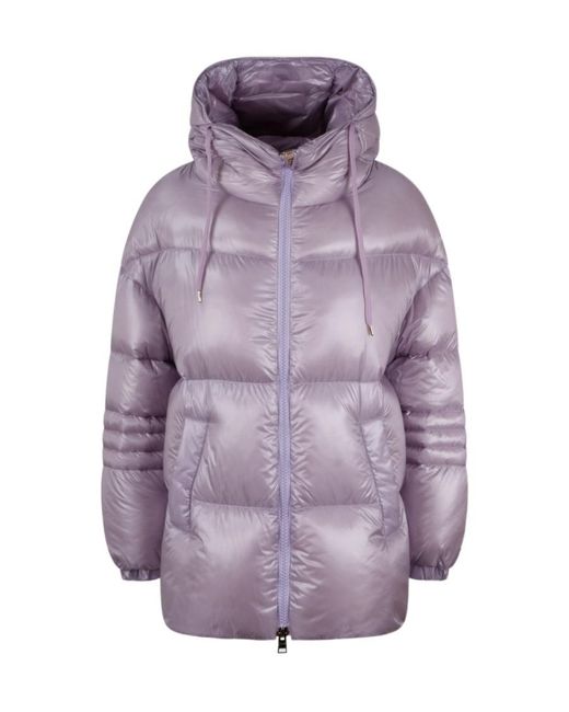 Herno Purple Metallic Hooded Down Jacket