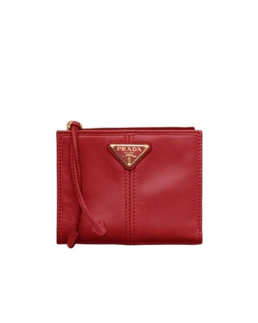 Prada Red Small Leather Wallet