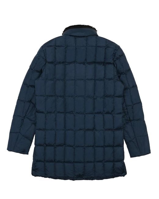 Armani Collezioni Blue Medium And Long Style Plaid Down Jacket for men