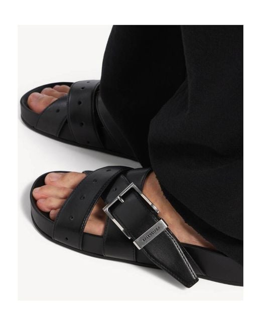 Balenciaga Black Belt Slide Sandals for men