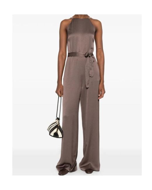 Peserico Brown V-Back Jumpsuit
