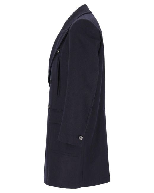 Barena Blue Double-Breasted Coat for men
