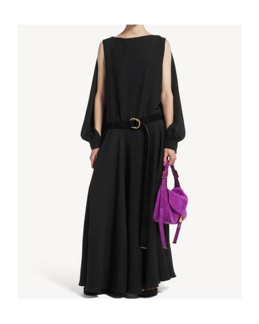 Balenciaga Black Silk-Wool Balloon Maxi Dress