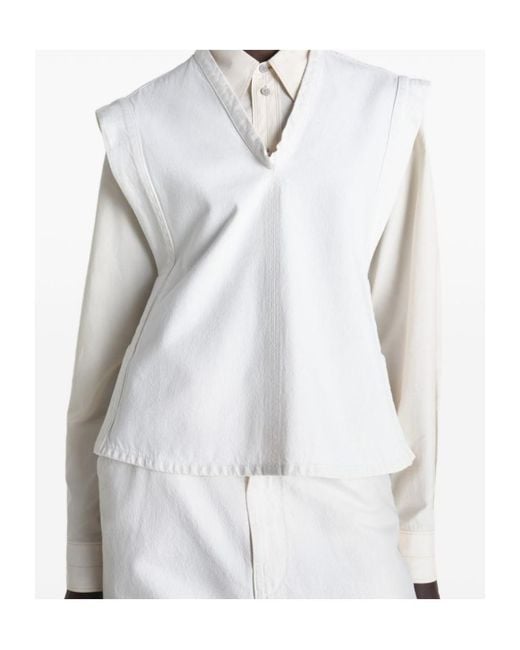 Lemaire White V-Neck Vest