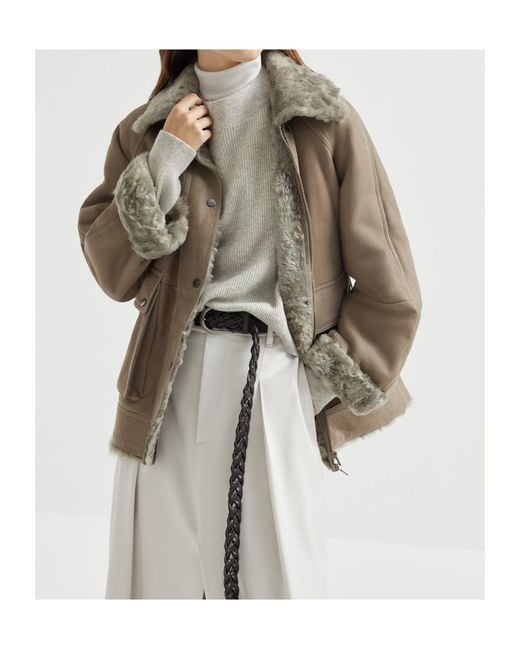 Brunello Cucinelli Brown Fuzzy Outerwear Jacket