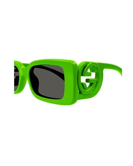 Gucci Green Eyewear Rectangle Frame Sunglasses