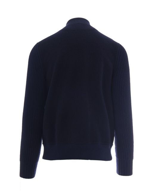 Eleventy Blue Cable-Knit Zip-Up Jacket for men