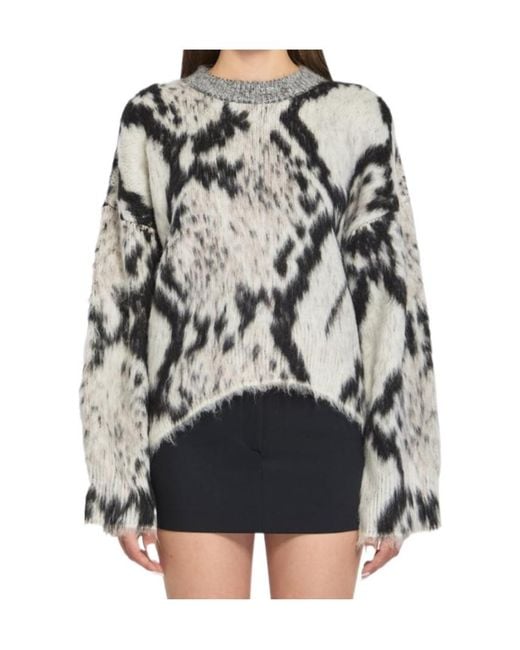 The Attico Black Python-Print Sweater