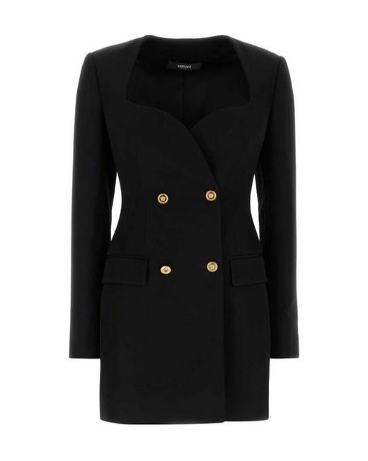 Versace Black Double-Breasted Tailored Blazer