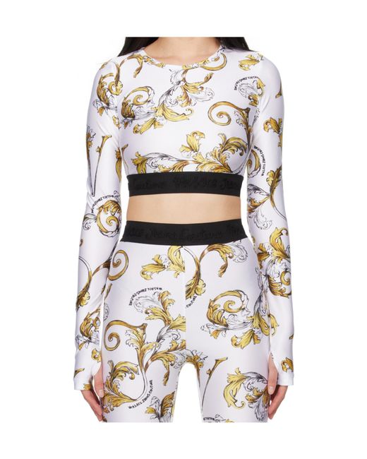 Versace Jeans White Barocco-Print Top