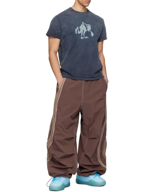 ERL Brown Contrast Panel Wide-Leg Pants for men