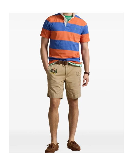 Polo Ralph Lauren Orange Striped Rugby Polo Shirt for men