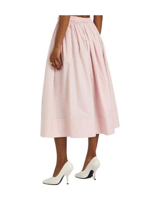 Gabriela Hearst Pink Poplin Midi Skirt