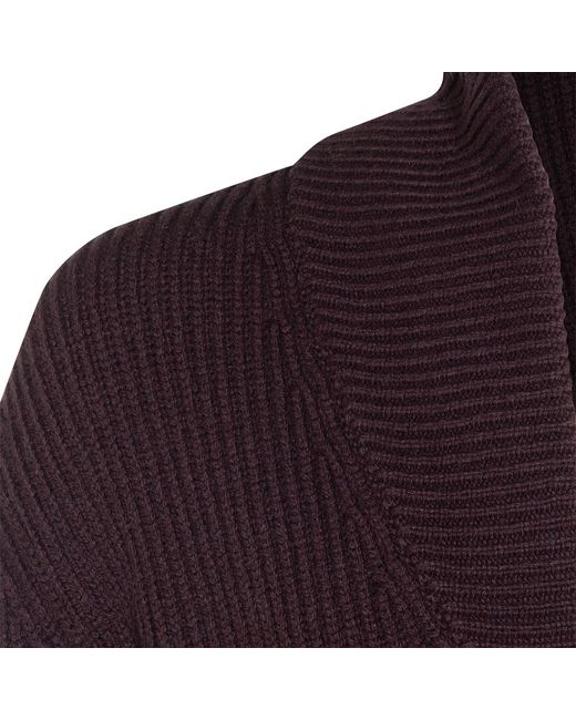 Eleventy Purple Ribbed Shawl-Collar Cardigan for men
