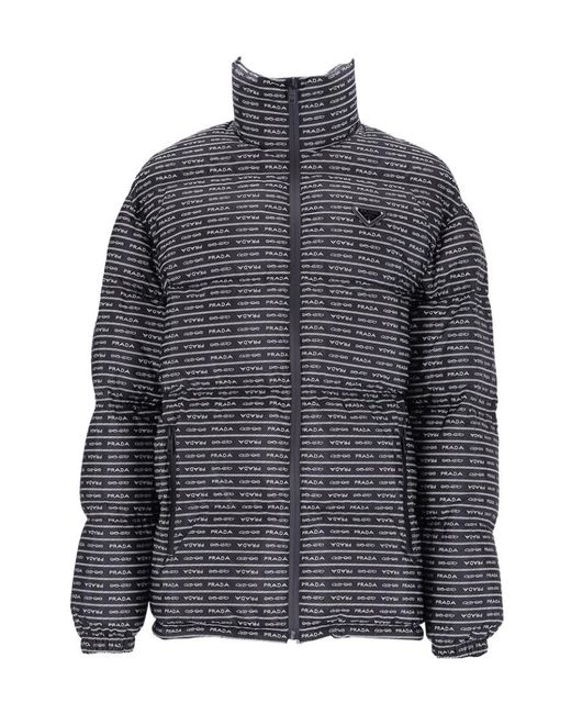Prada Gray Zip-Up Down Jacket