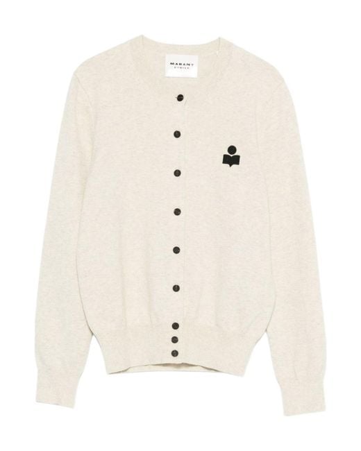 Isabel Marant White Isabel Marant Étoile Logo-Embroidered Knitted Cardigan