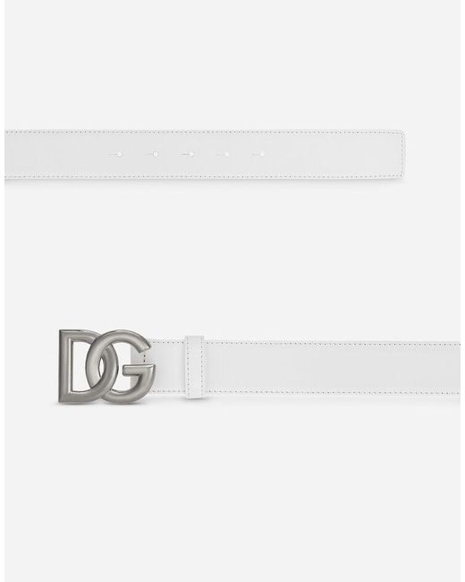 Dolce & Gabbana White Dg Logo Buckle Belt for men